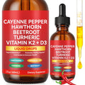 Vortexonix Organic Cayenne Pepper Drops front view of the liquid supplement bottle.