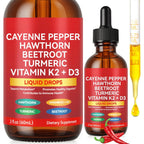 Vortexonix Organic Cayenne Pepper Drops front view of the liquid supplement bottle.