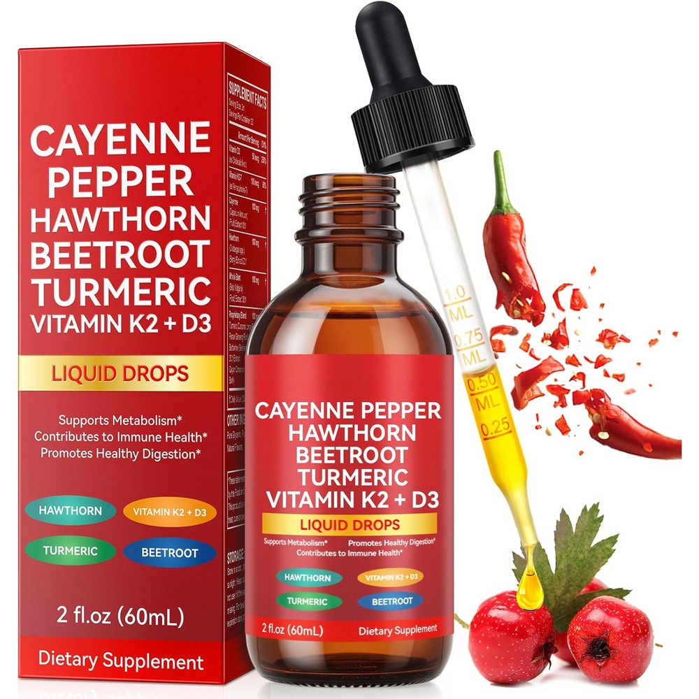 Onznoz Cayenne Pepper Drops Liquid Supplement front view for cardiovascular support