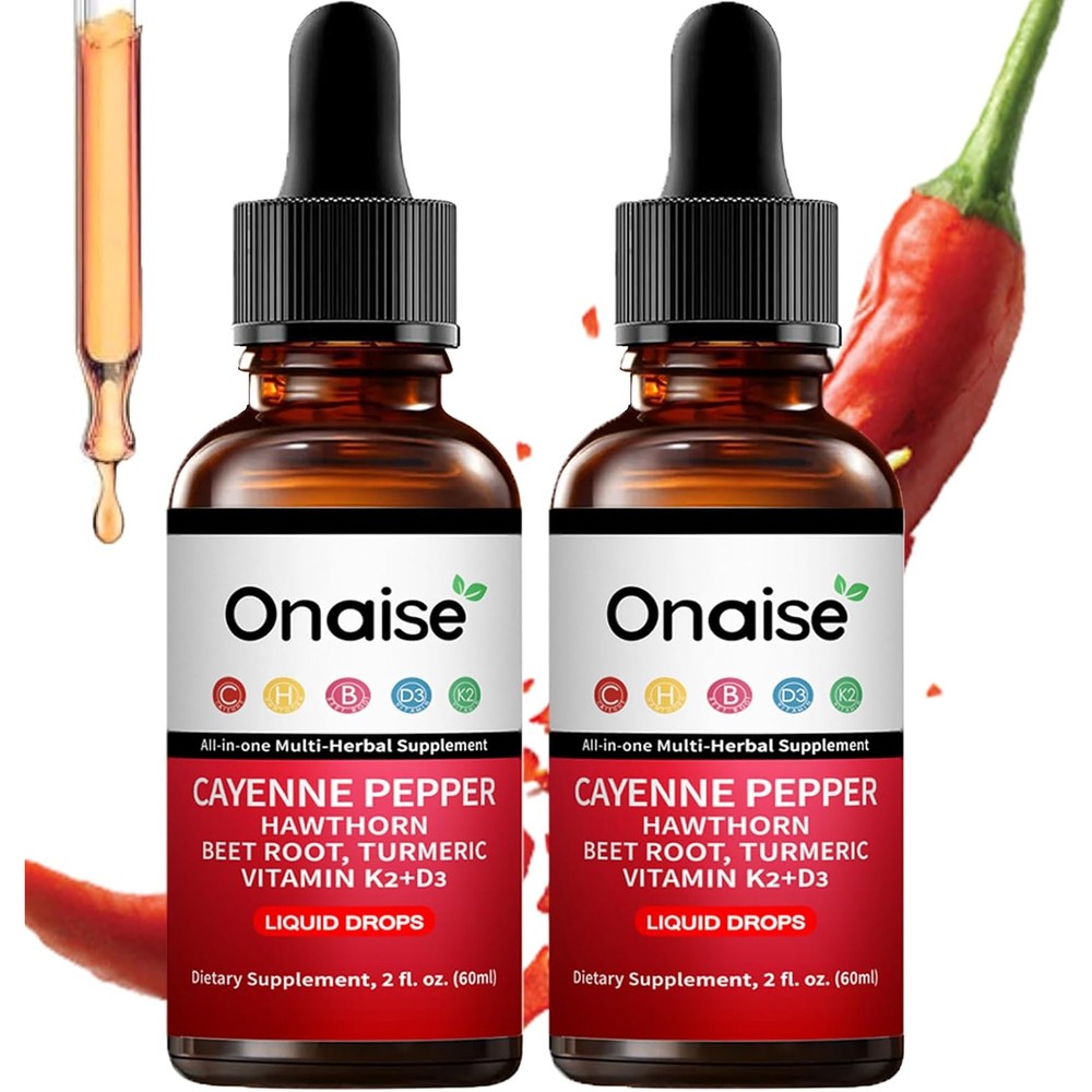 Onaise Cayenne Pepper Drops 2 pack front view bottle packaging.