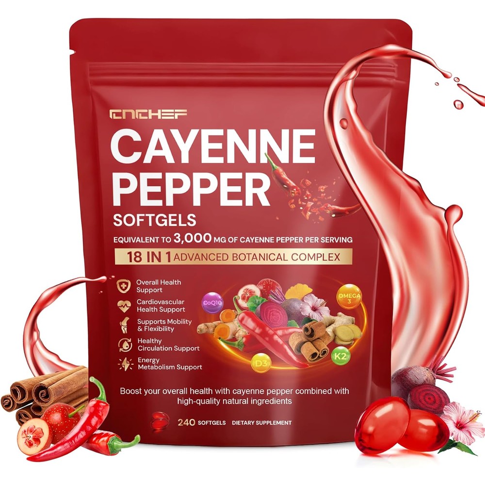 CNCHEF Cayenne Pepper Softgels 240 softgels front packaging view dietary supplement
