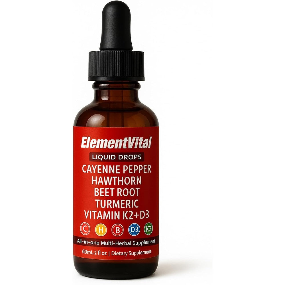 Pucges Element Vital Cayenne Pepper Drops 60ml front bottle view for daily stamina support