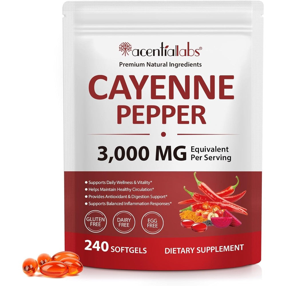 Fanshi WOJBALMN 12-in-1 Cayenne Pepper Softgels front view for heart and circulation support