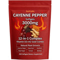 AuriLabs Cayenne Pepper Softgels 200 count bottle front view showing cardiovascular supplement labels