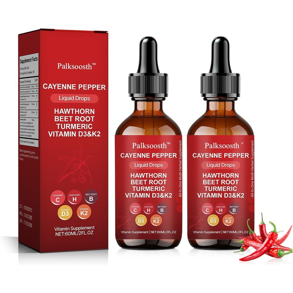 Palksoosth Velestoff Cayenne Pepper Liquid Drops pack of two front view showing ingredients