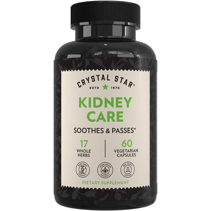 Crystal Star Kidney Care 60 vegetarian capsules front view bottle for natural kidney health support.