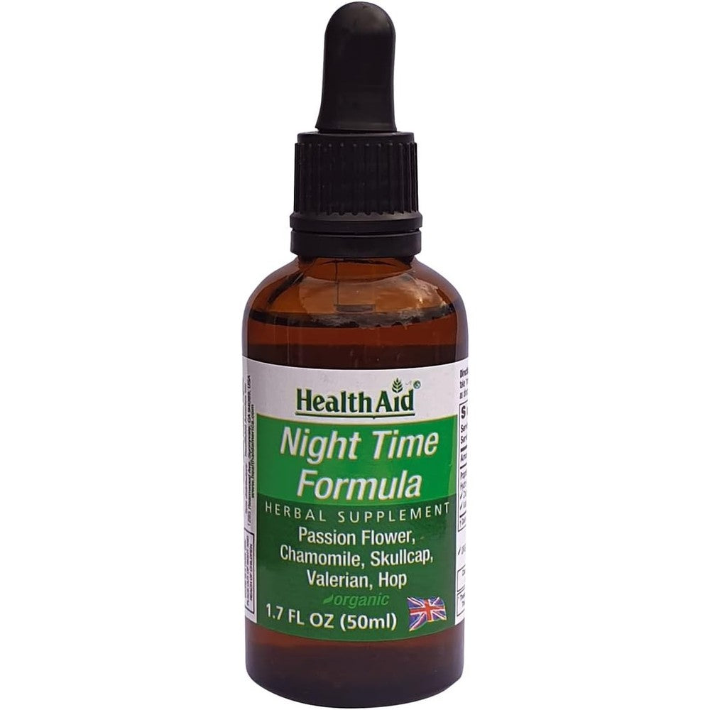 HealthAid Night Time Formula herbal sleep aid liquid dropper bottle front view