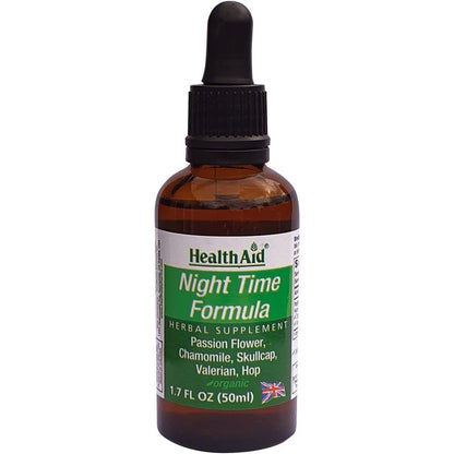 HealthAid Night Time Formula herbal sleep aid liquid dropper bottle front view