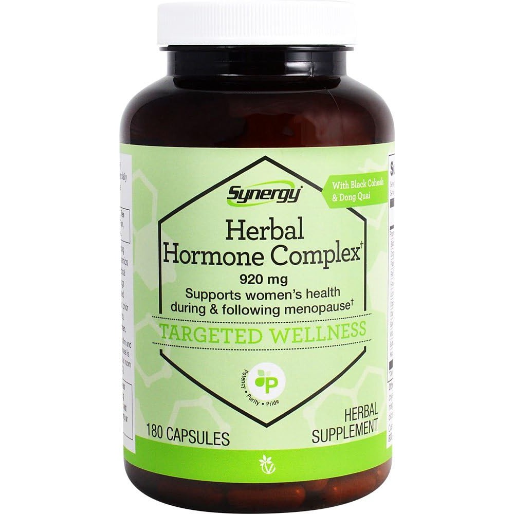 Vitacost Synergy Herbal Hormone Complex 180 capsules bottle front view for women menopause supplement