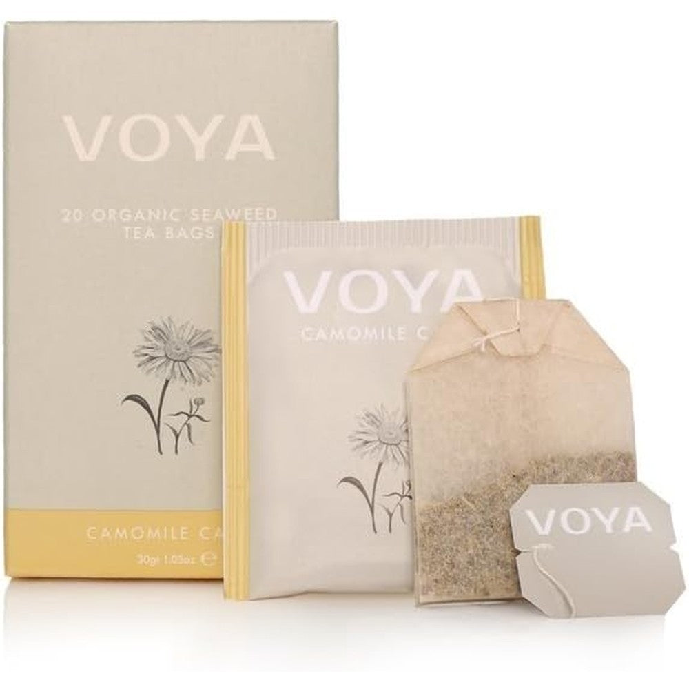 VOYA Organic Chamomile and Seaweed Herbal Tea calming infusion box front view