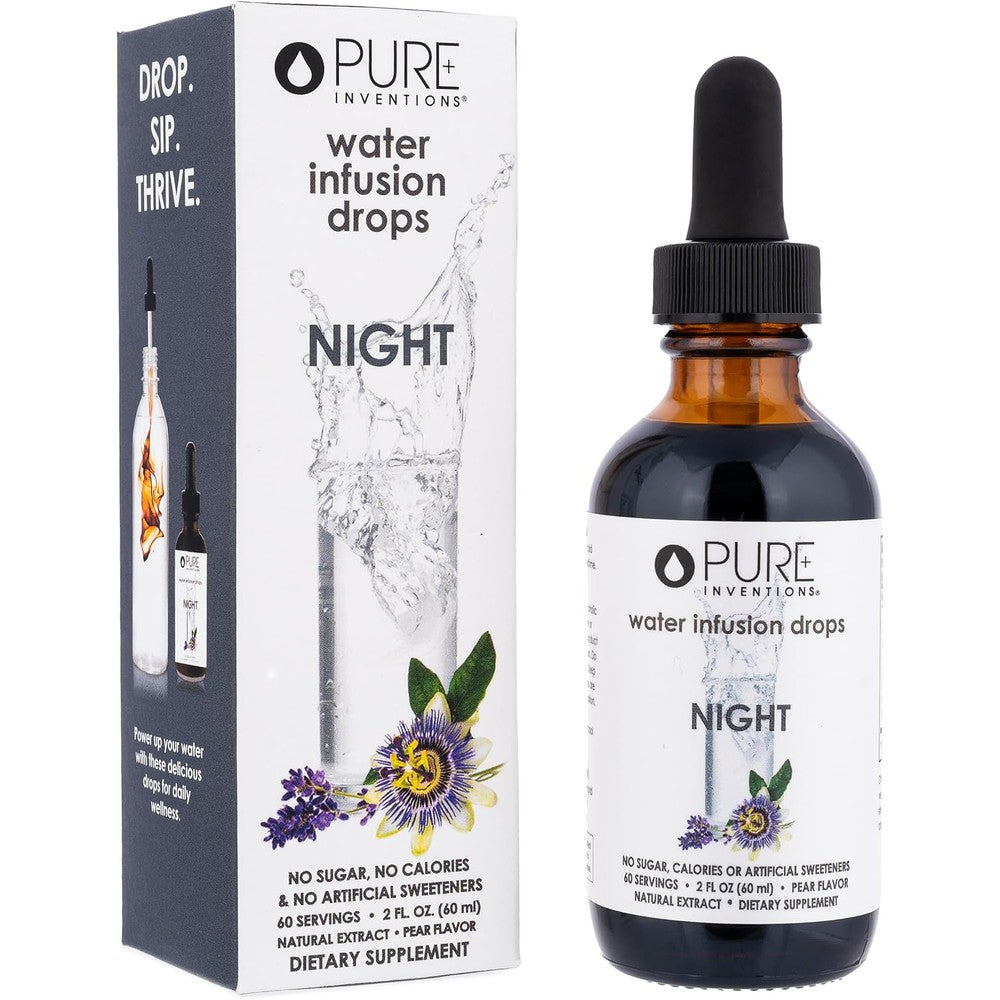 Pure Inventions Night Time Pear Water Infusion Drops front bottle view packaging