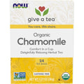 NOW Foods Organic Chamomile Tea front view packaging of 24 unbleached tea bags