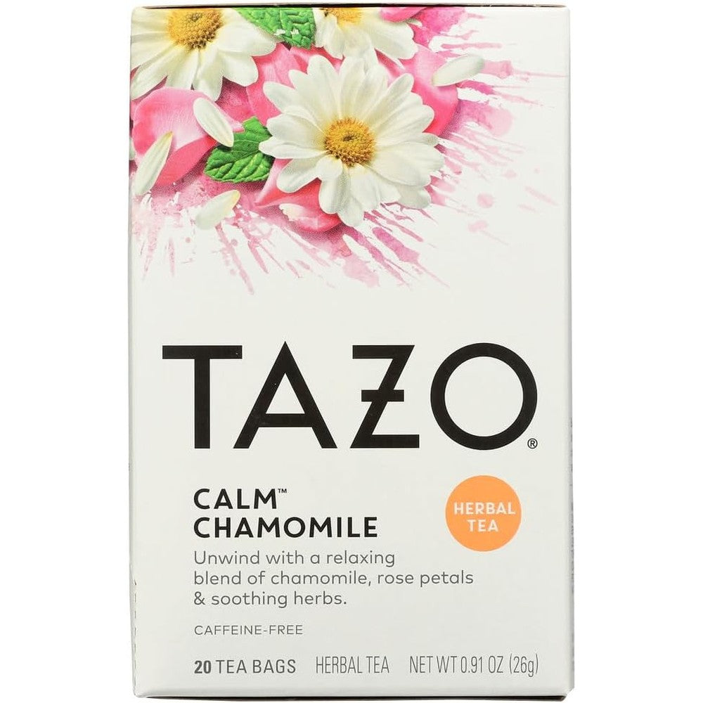 Tazo Calm Chamomile Herbal Tea 20 capsules packaging front view