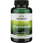 Swanson Chamomile Stress Support 120 capsules front view bottle showing premium imported packaging.