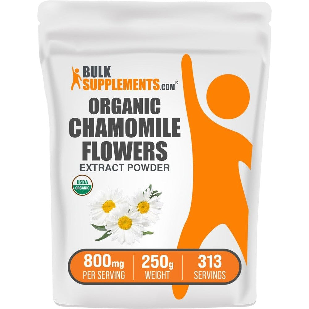 BulkSupplements Organic Chamomile Extract Powder 250 Grams front view package for sleep support