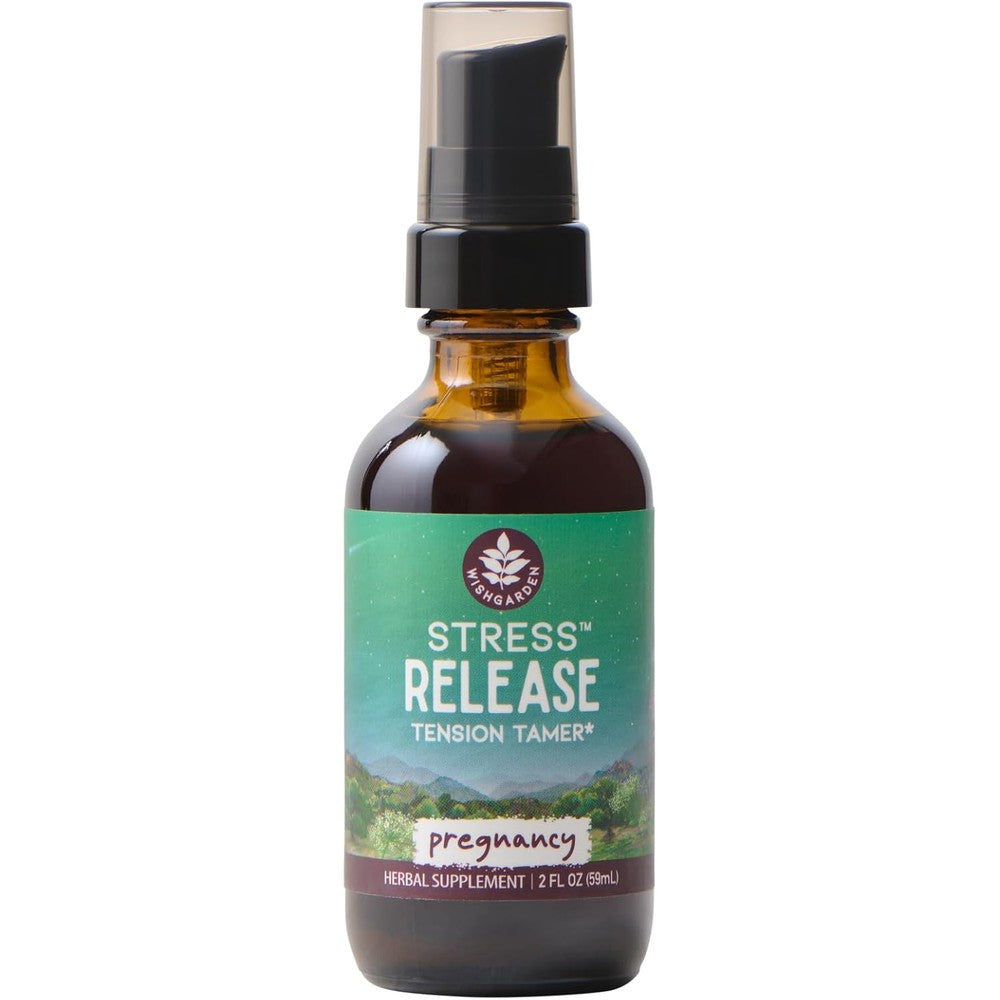 WishGarden Herbs Stress Release for Pregnancy front view of 2 ounce bottle