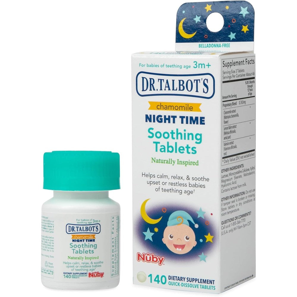 Dr. Talbot's Night Time Chamomile Soothing Tablets front view of packaging box