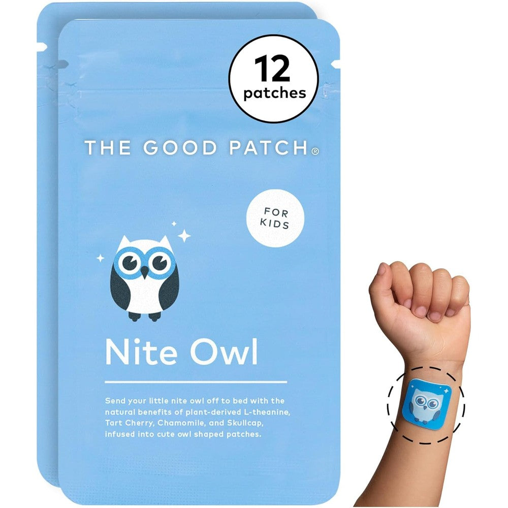 The Good Patch Nite Owl kids sleep patches front view pouch packaging
