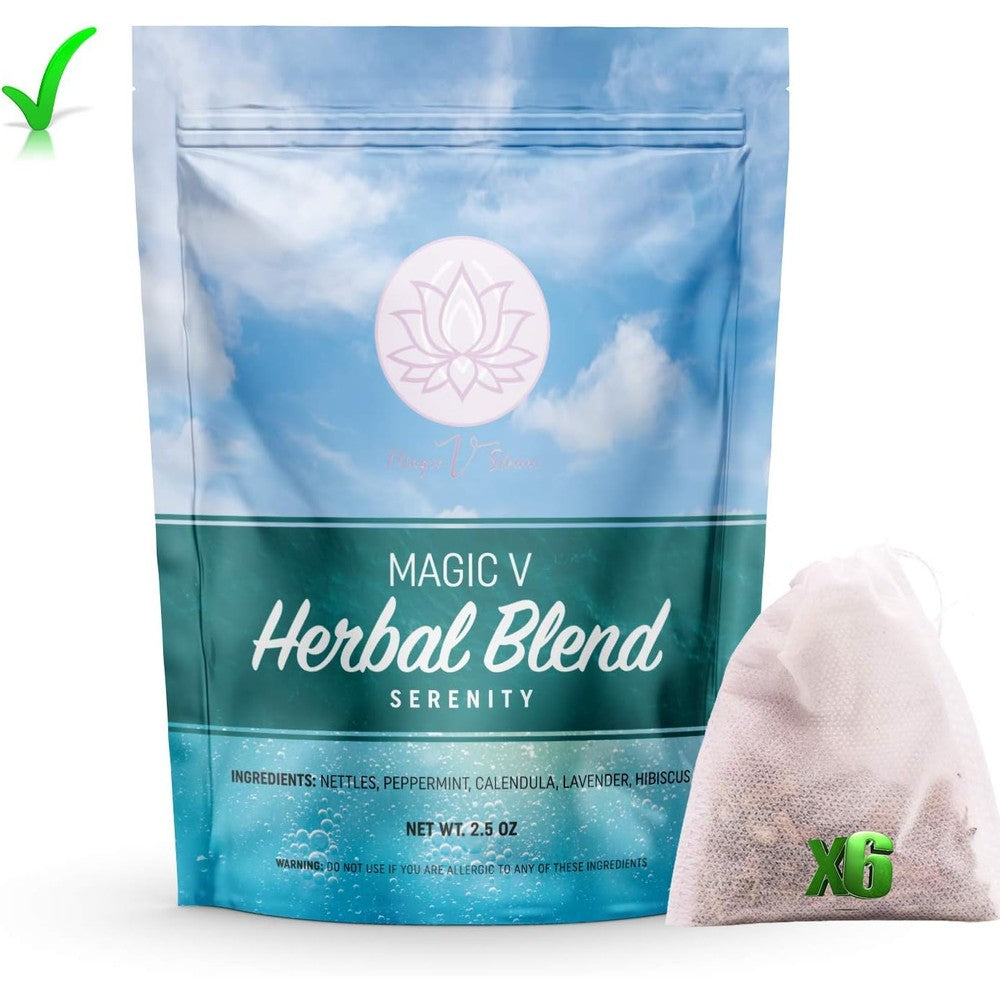 Magic V Steam Serenity Yoni Herbs front view of packaging pouch