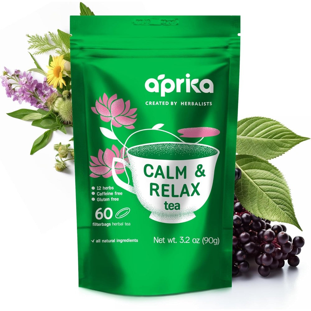 AprikaLife Calm and Relax Herbal Tea 60 teabags box front view