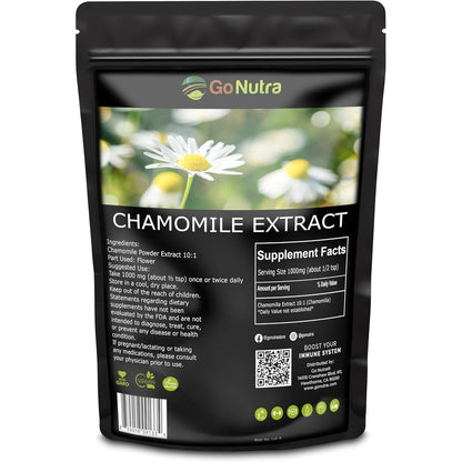 Go Nutra Chamomile Extract Powder front view of eight ounce bag for natural sleep support.
