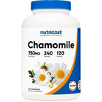 Nutricost Chamomile 750mg 240 vegetarian capsules front view bottle for natural sleep support