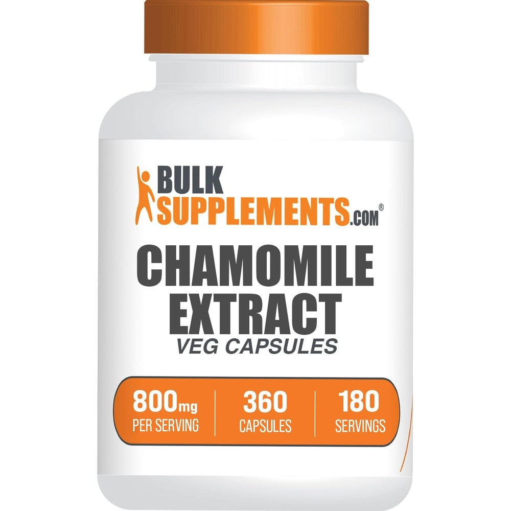 BulkSupplements Chamomile Extract 360 capsules front view bottle showing premium herbal supplement packaging