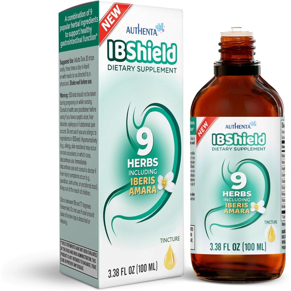 Authenta IBShield Digestive Support Tincture front view bottle for bloating relief