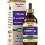 Piping Rock Chamomile Flower Extract Liquid 4 Fluid Ounce bottle front view showing product packaging.