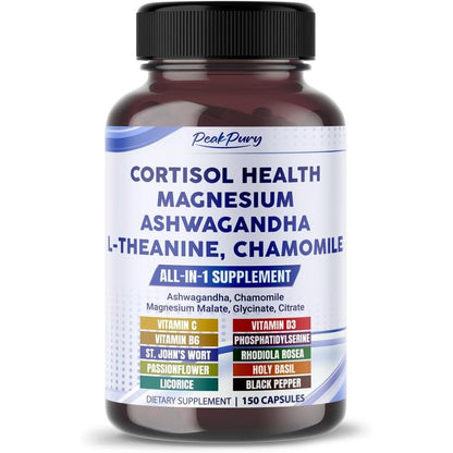 PeakPury Cortisol Health Support 150 capsules front bottle view