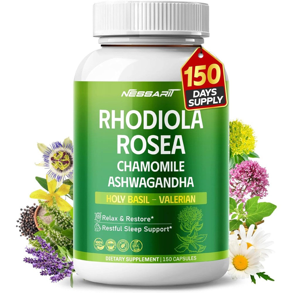 Ultra Herbs Rhodiola Rosea 11-in-1 blend dietary supplement front view bottle for natural mood support.