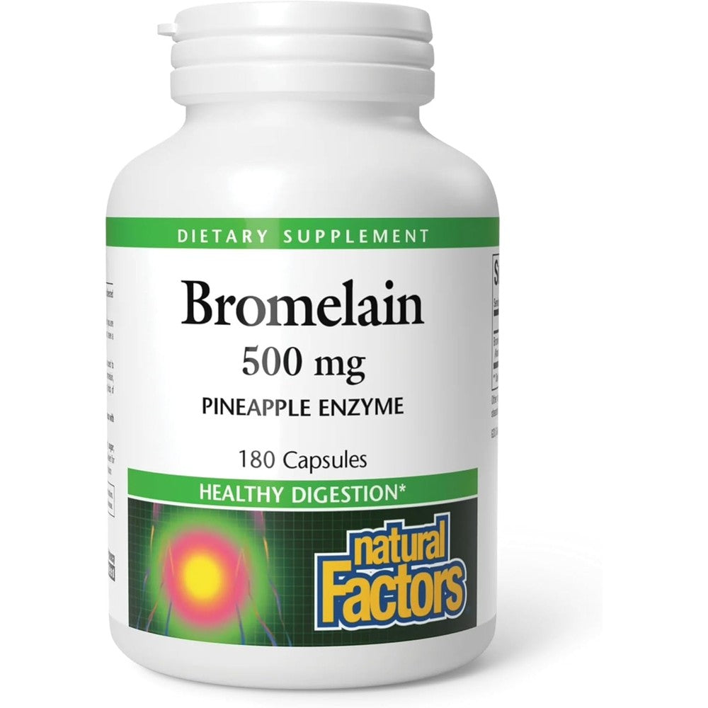Natural Factors Bromelain 500mg front view digestive enzyme bottle