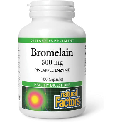 Natural Factors Bromelain 500mg front view digestive enzyme bottle