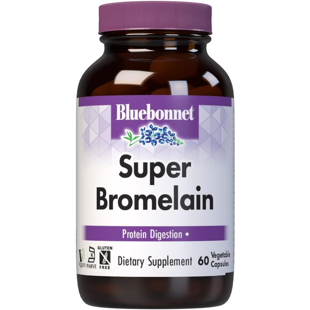 Bluebonnet Super Bromelain 500mg vegetarian capsules bottle front view