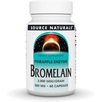 Source Naturals Bromelain 500mg 60 Capsules front view bottle