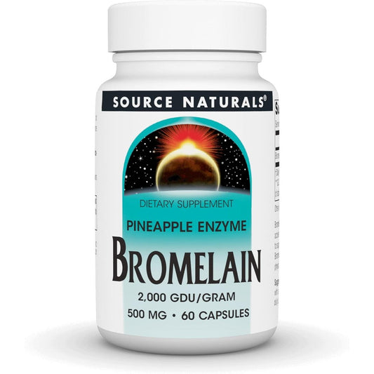 Source Naturals Bromelain 500mg 60 Capsules front view bottle