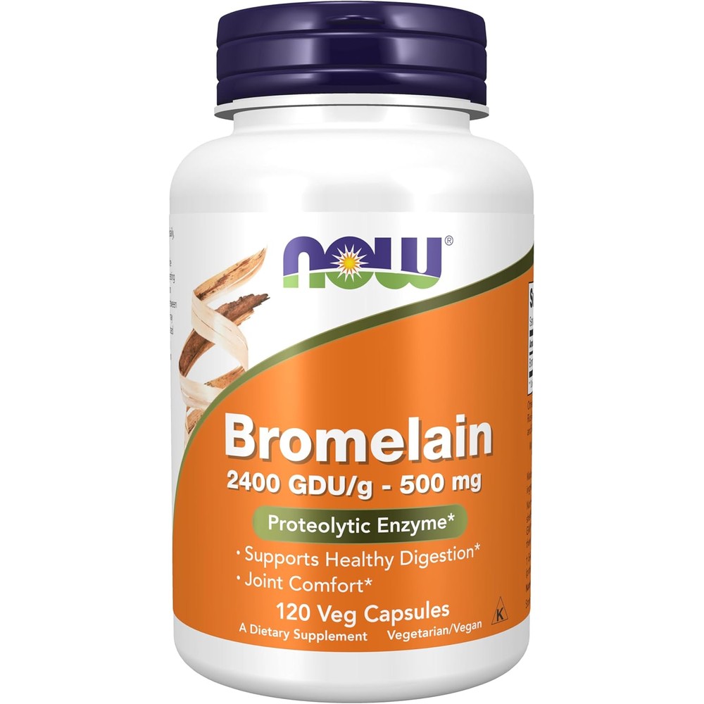 Now Foods Bromelain 500mg 120 Vegetarian Capsules front view