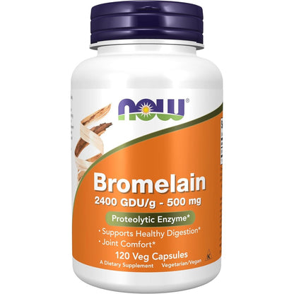 Now Foods Bromelain 500mg 120 Vegetarian Capsules front view