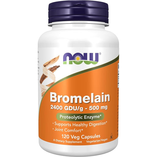Now Foods Bromelain 500mg 120 Vegetarian Capsules front view