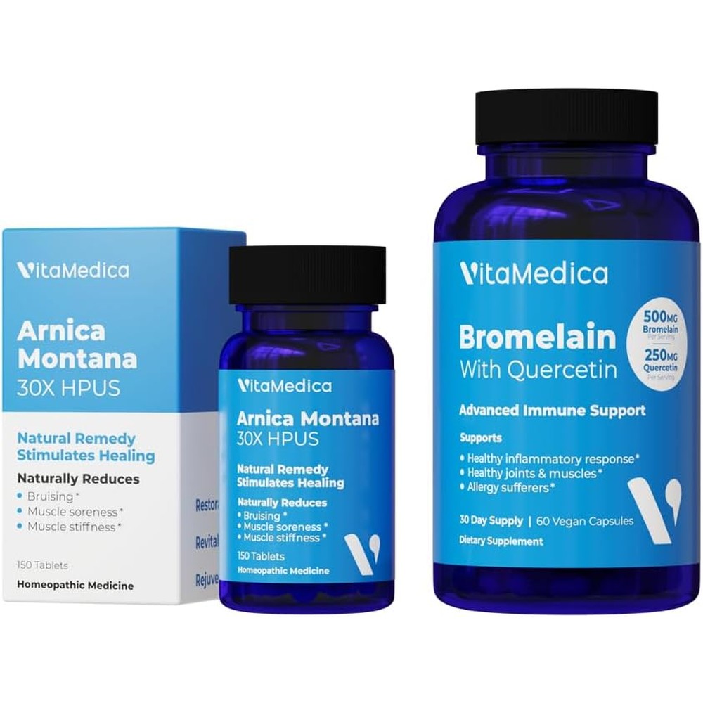 VitaMedica Arnica Montana 30X and Bromelain recovery bundle front view