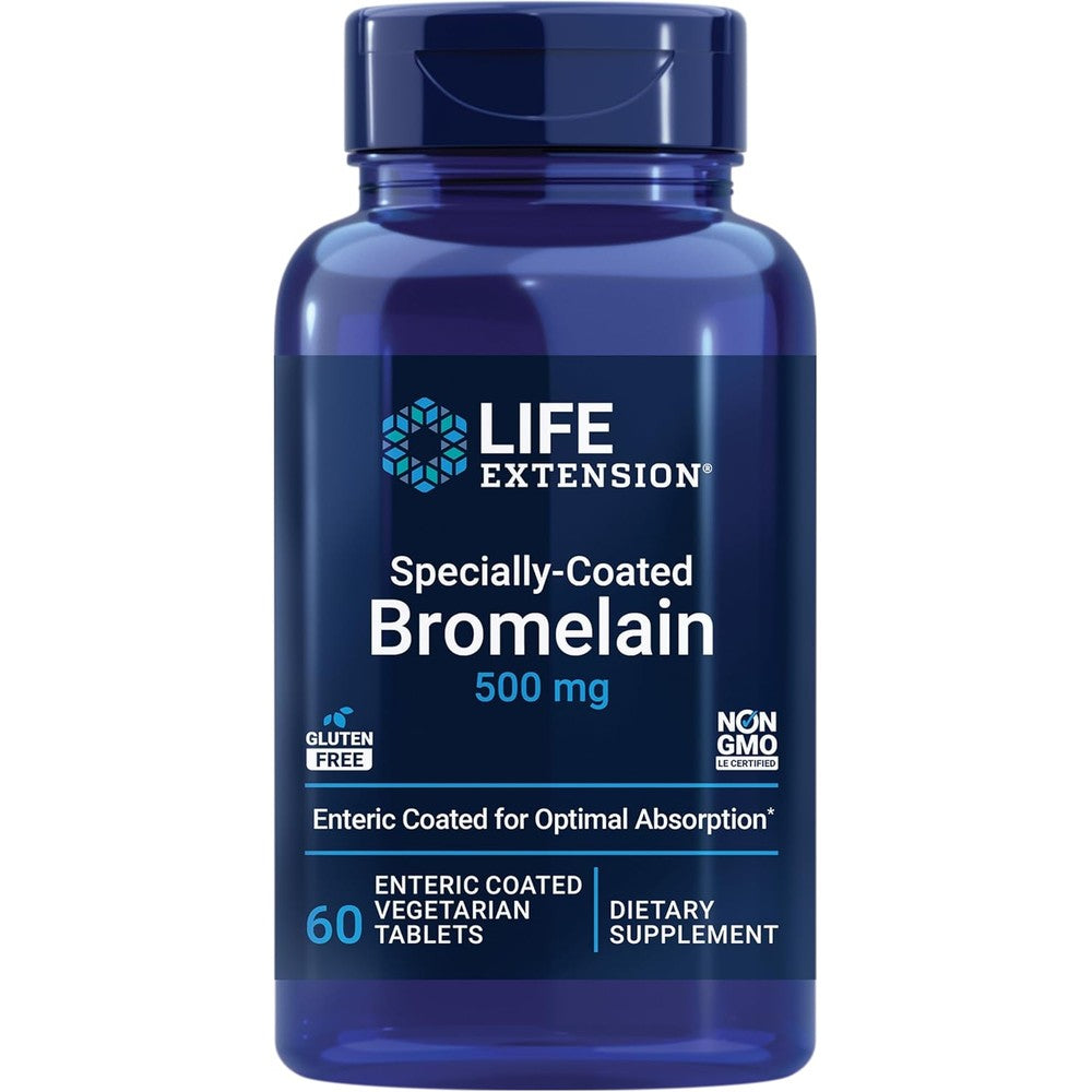 Life Extension Specially Coated Bromelain 500 mg front bottle view