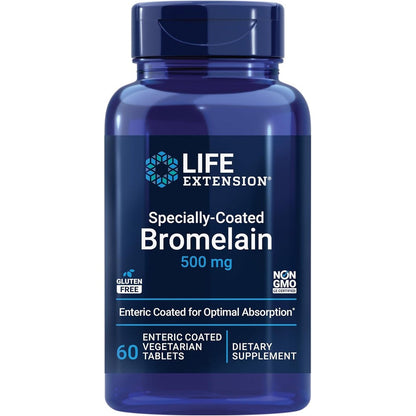 Life Extension Specially Coated Bromelain 500 mg front bottle view