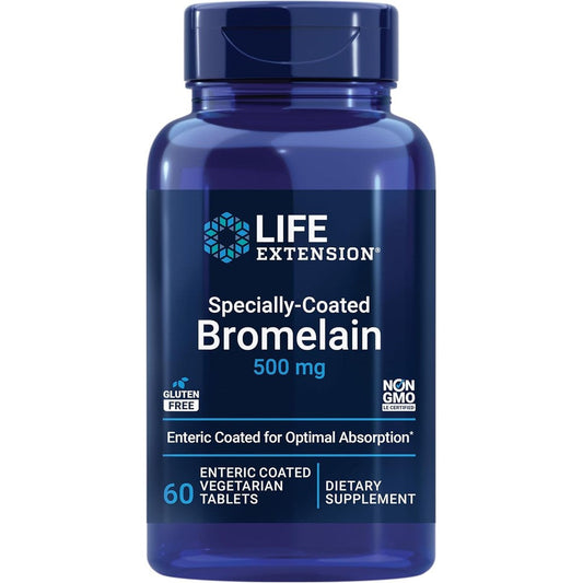 Life Extension Specially Coated Bromelain 500 mg front bottle view
