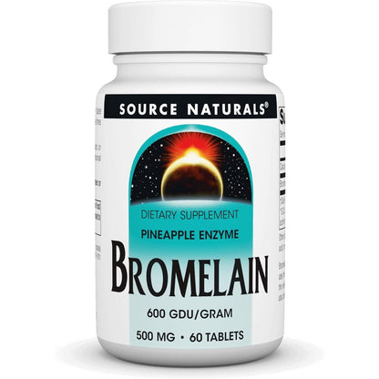 Source Naturals Bromelain 500mg 60 Tablets front view bottle