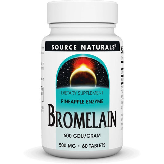 Source Naturals Bromelain 500mg 60 Tablets front view bottle
