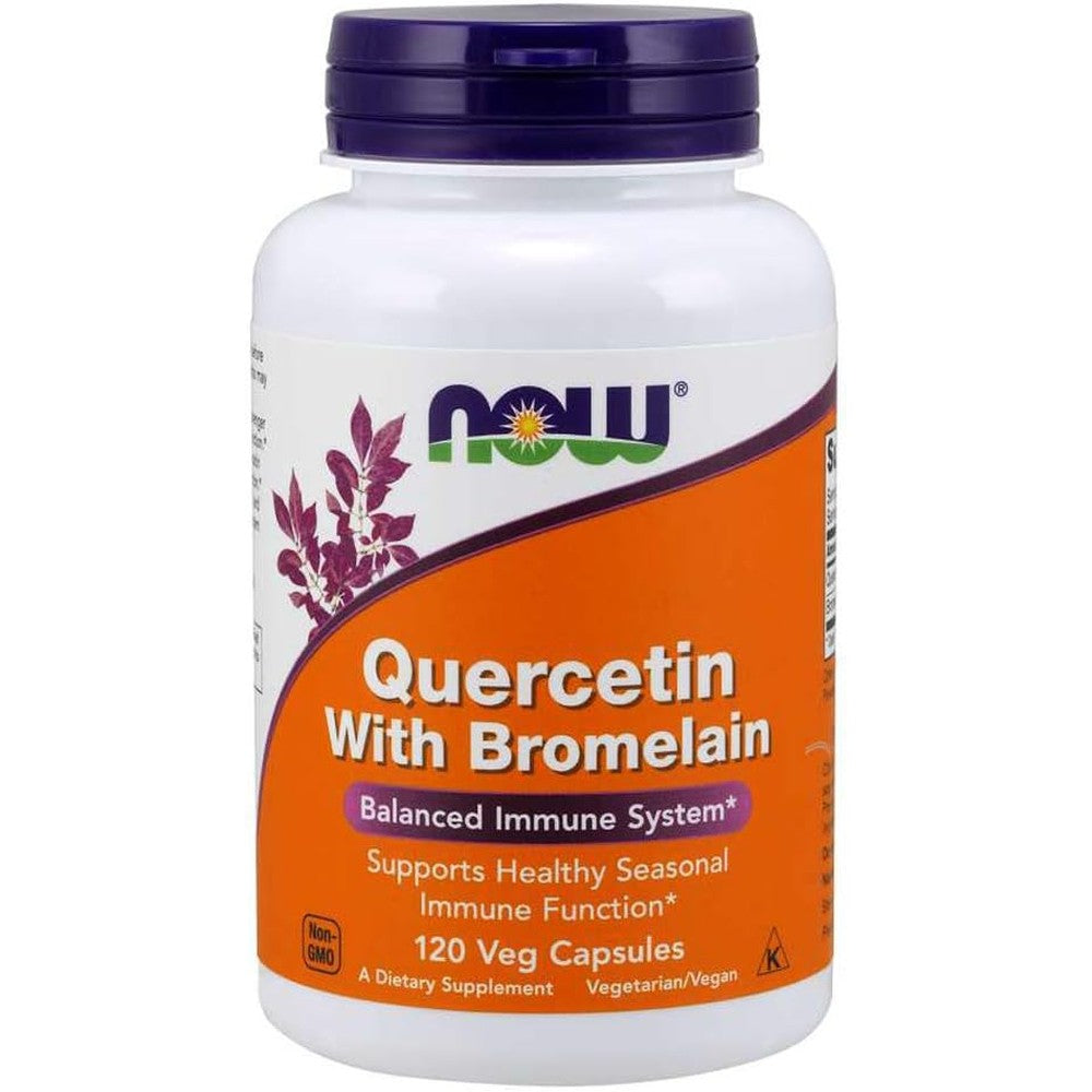 Now Foods Quercetin With Bromelain 120 Vegetarian Capsules Front View