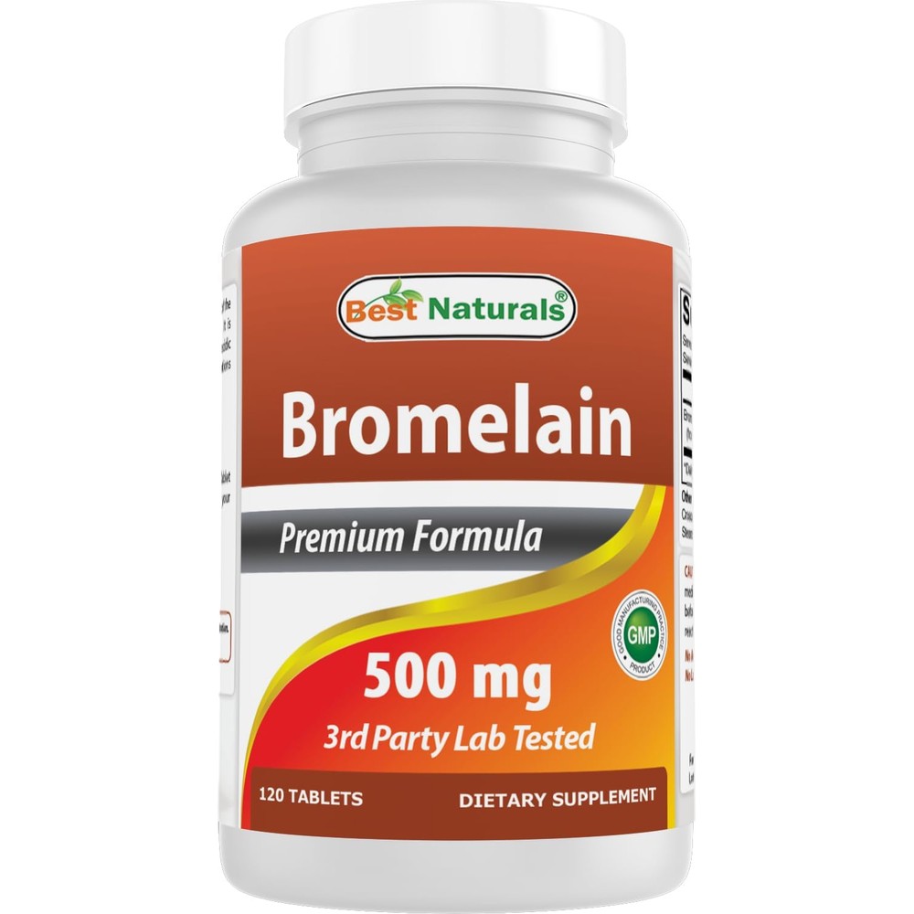 Best Naturals Bromelain 500mg 120 Tablets front view of bottle