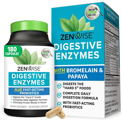 Zenwise Health Digestive Enzymes 180 Capsules front view
