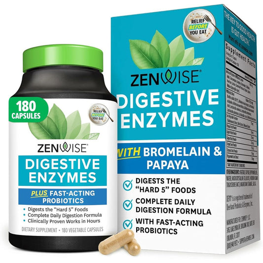 Zenwise Health Digestive Enzymes 180 Capsules front view