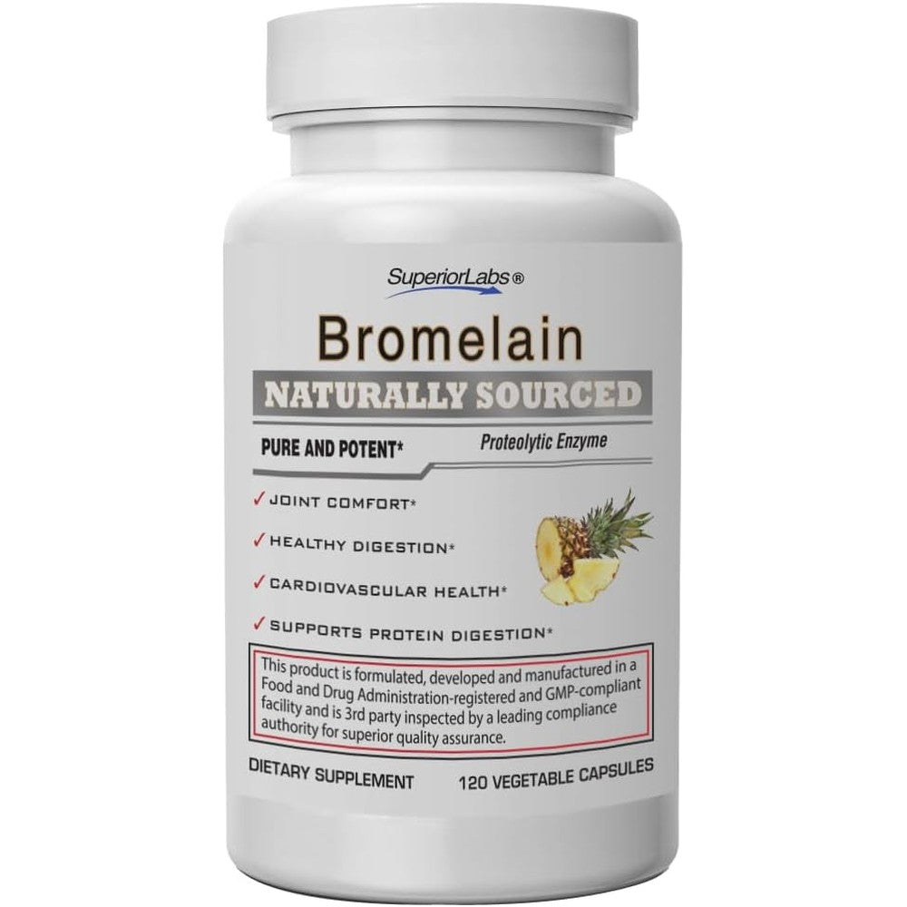 Superior Labs Bromelain 500mg bottle front view